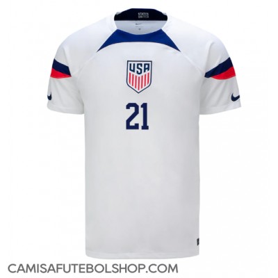 Camisa de time de futebol Estados Unidos Timothy Weah #21 Replicas 1º Equipamento Mundo 2022 Manga Curta